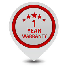 One year warranty pointer icon on white background
