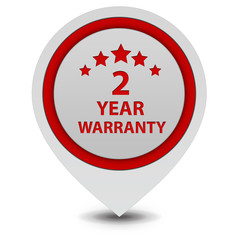 Two year warranty pointer icon on white background