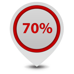 Seventy percent pointer icon on white background