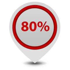 Eighty percent pointer icon on white background