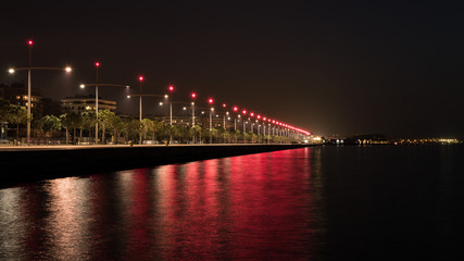 Thessaloniki port at night, long exposure shot