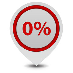Zero percent pointer icon on white background