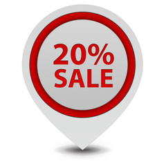 Sale twenty percent pointer icon on white background