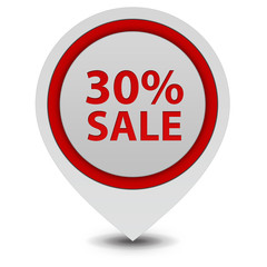 Sale thirty percent pointer icon on white background