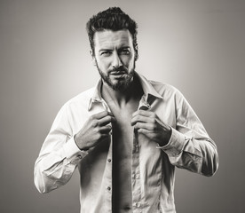 Attractive man getting ready to go out