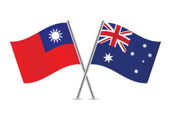 Australian and Taiwanese flags. Vector illustration.
