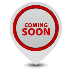 Coming soon pointer icon on white background