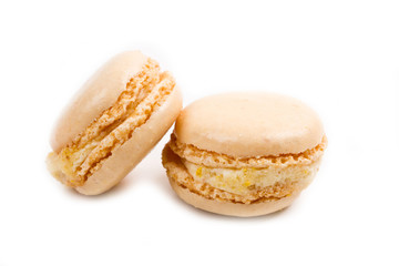 colored macarrons isolated on white