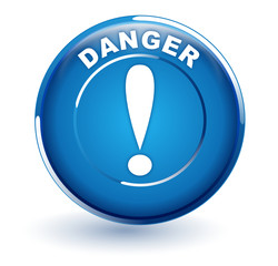 danger sur bouton bleu