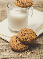 fresh healthy milk and cookies