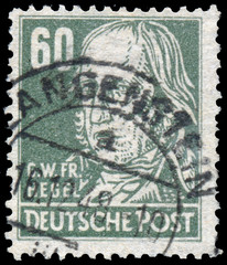 Stamp printed in Germany shows portrait of Georg Friedrich Hegel