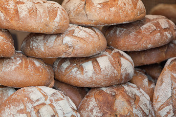 Traditional bread in polish food market in Krakow, Poland.