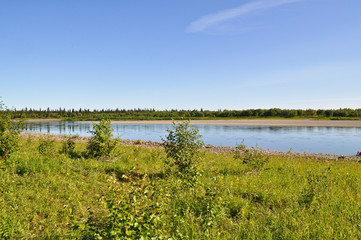 Quiet North river under the sun.