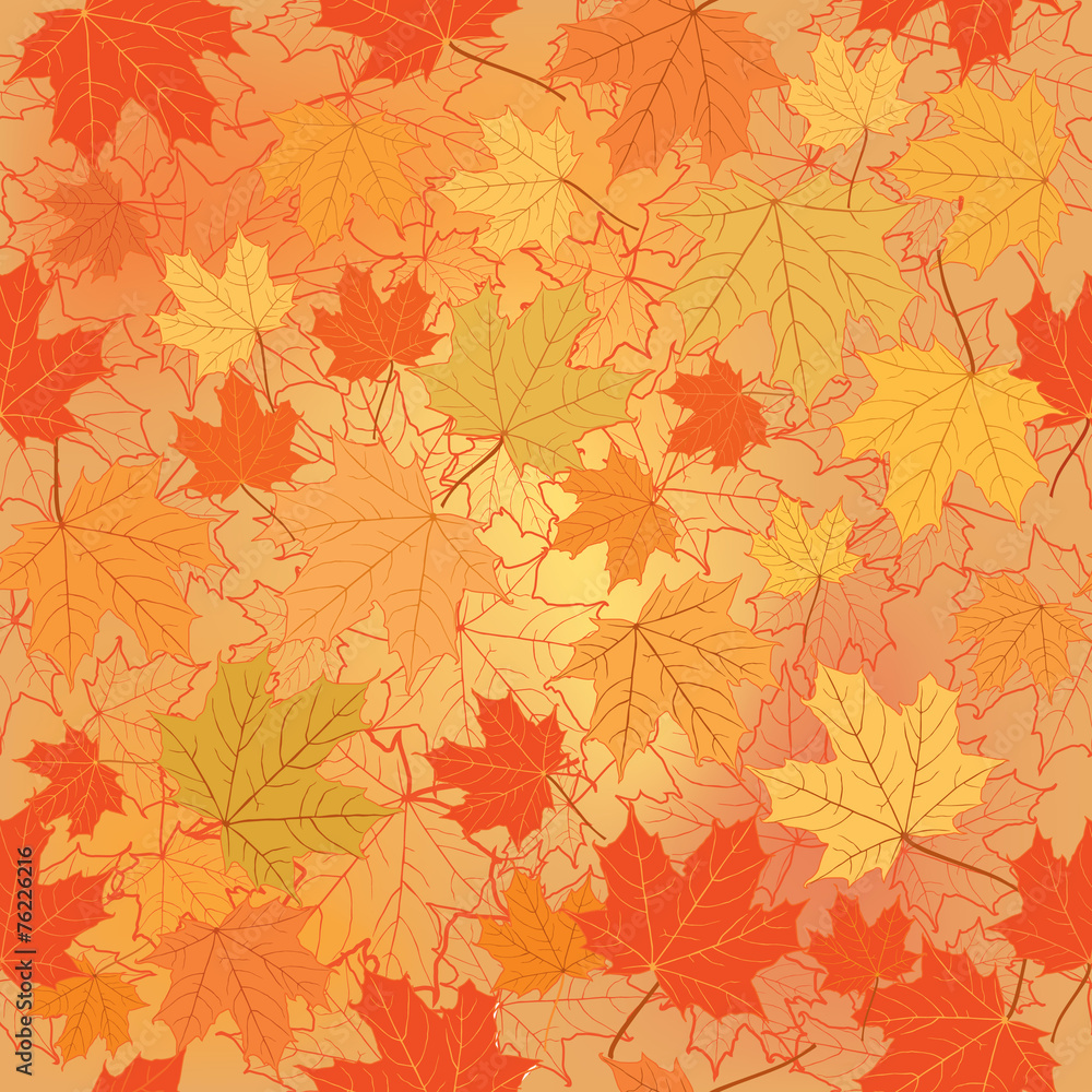 Poster autumn maple leaves seamless pattern. fall background