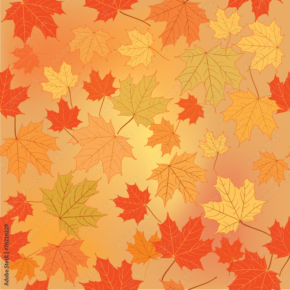 Poster fall seamless pattern. autumn texture. wallpaper with maple leaves. nature background.