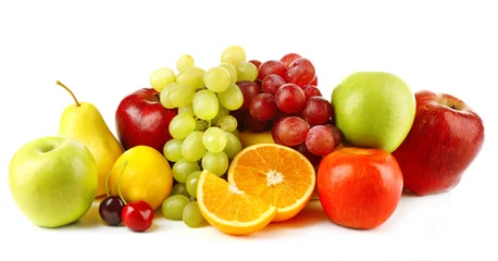 Fotobehang Vruchten Rijpe vruchten geïsoleerd op witte achtergrond