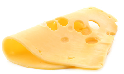 Sliced cheese isolated on white background