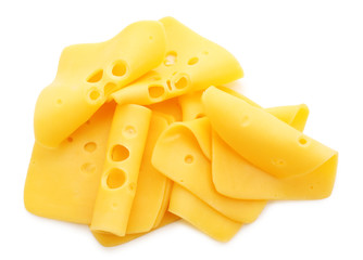 Sliced cheese isolated on white