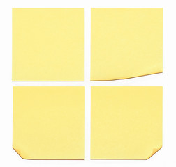 Yellow sticky notes on white background