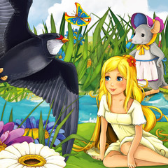 Cartoon fairy tale scene - coloring page © honeyflavour