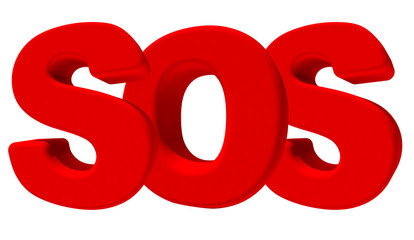 Sos word against white background