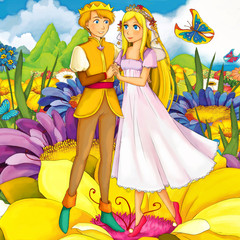 Obraz na płótnie Canvas Cartoon fairy tale scene - illustration for the children