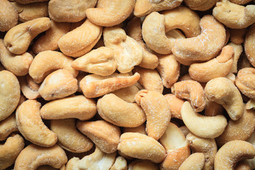 Cashew nuts as food background