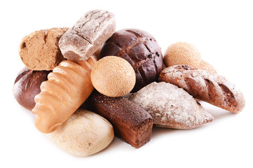Different bread isolated on white