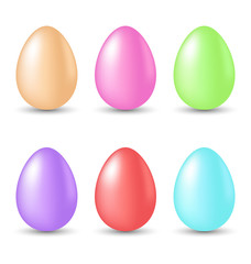 Easter set painted eggs isolated on white background