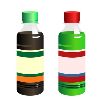 Illustration set of two bottle with label