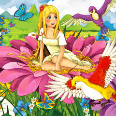 Fototapeta na wymiar Cartoon fairy tale scene - illustration for the children