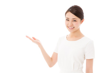 asian businesswoman on white background
