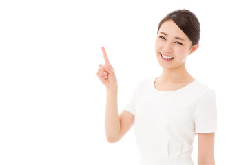 asian businesswoman on white background