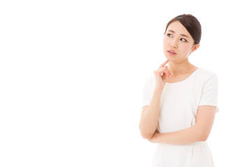 asian businesswoman on white background