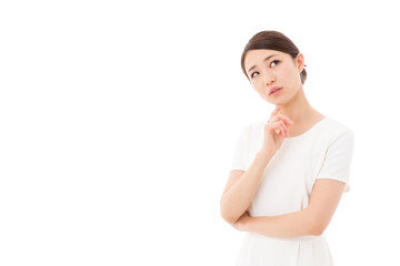 asian businesswoman on white background