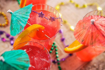Mardi Gras: Fruity Hurricane Drink With Fun Garnish © seanlockephotography