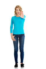 Fototapeta premium Woman expressing NO