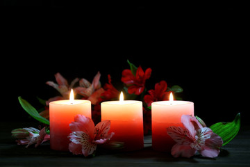 Beautiful candles with flowers