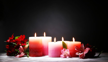 Beautiful candles with flowers