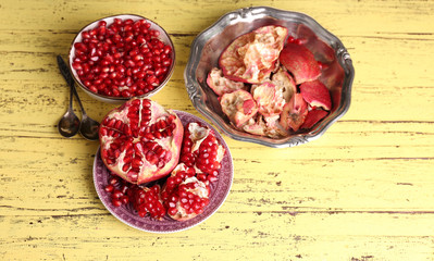 Beautiful composition with juicy  pomegranate seeds,
