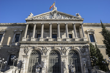 Fototapeta na wymiar Main entrance, National Library of Madrid, Spain. architecture a
