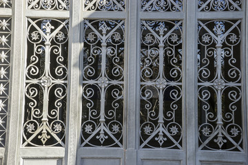 Iron gate, National Library of Madrid, Spain. architecture and a