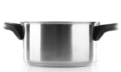 Metal saucepan isolated on white background