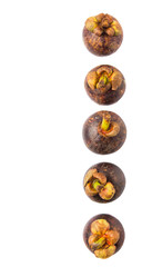 Ripe mangosteen fruit over white background