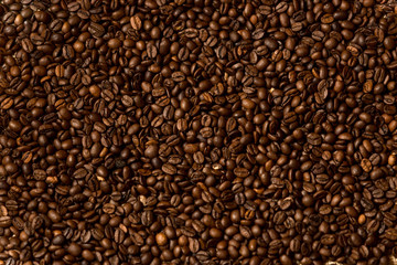 Texture of brown roasted coffee beans