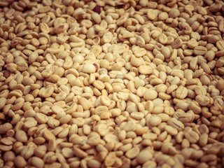 green coffee beans macro with filter effect retro vintage style