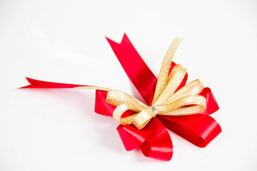 red ribbon with bow isolated