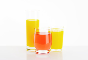 Glasses of fruit juice drinks