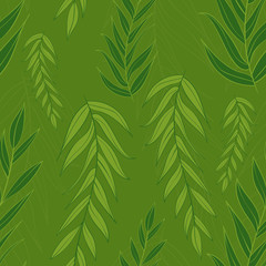 Green leaves pattern. Seamless vector texture.