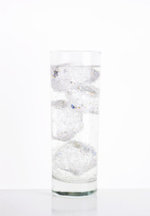 Glass of ice fizzy water